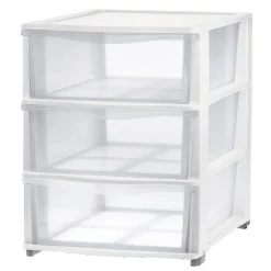 Gifi Rangement|Tour de rangement 3 tiroirs plastique blanc 37x27xH63cm