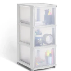 Gifi Rangement|Tour de rangement 5 tiroirs plastique blanc 37x27xH103cm