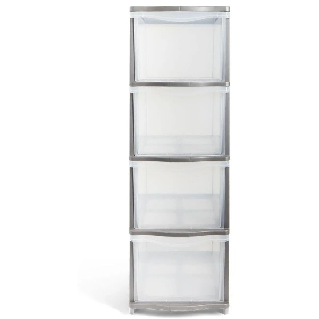 Gifi Rangement|Tour de rangement 4 tiroirs plastique gris 37x27xH82,7cm