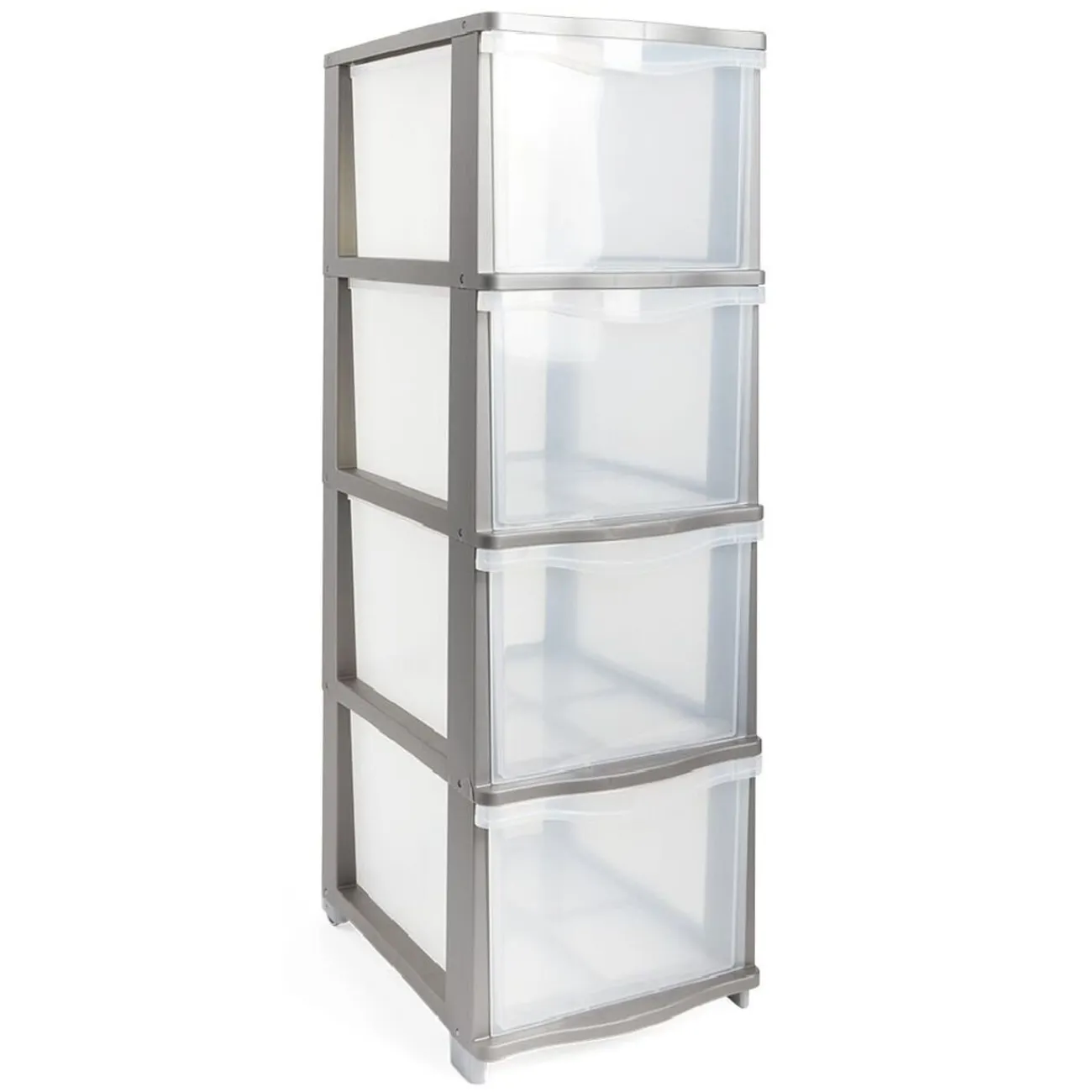 Gifi Rangement|Tour de rangement 4 tiroirs plastique gris 37x27xH82,7cm