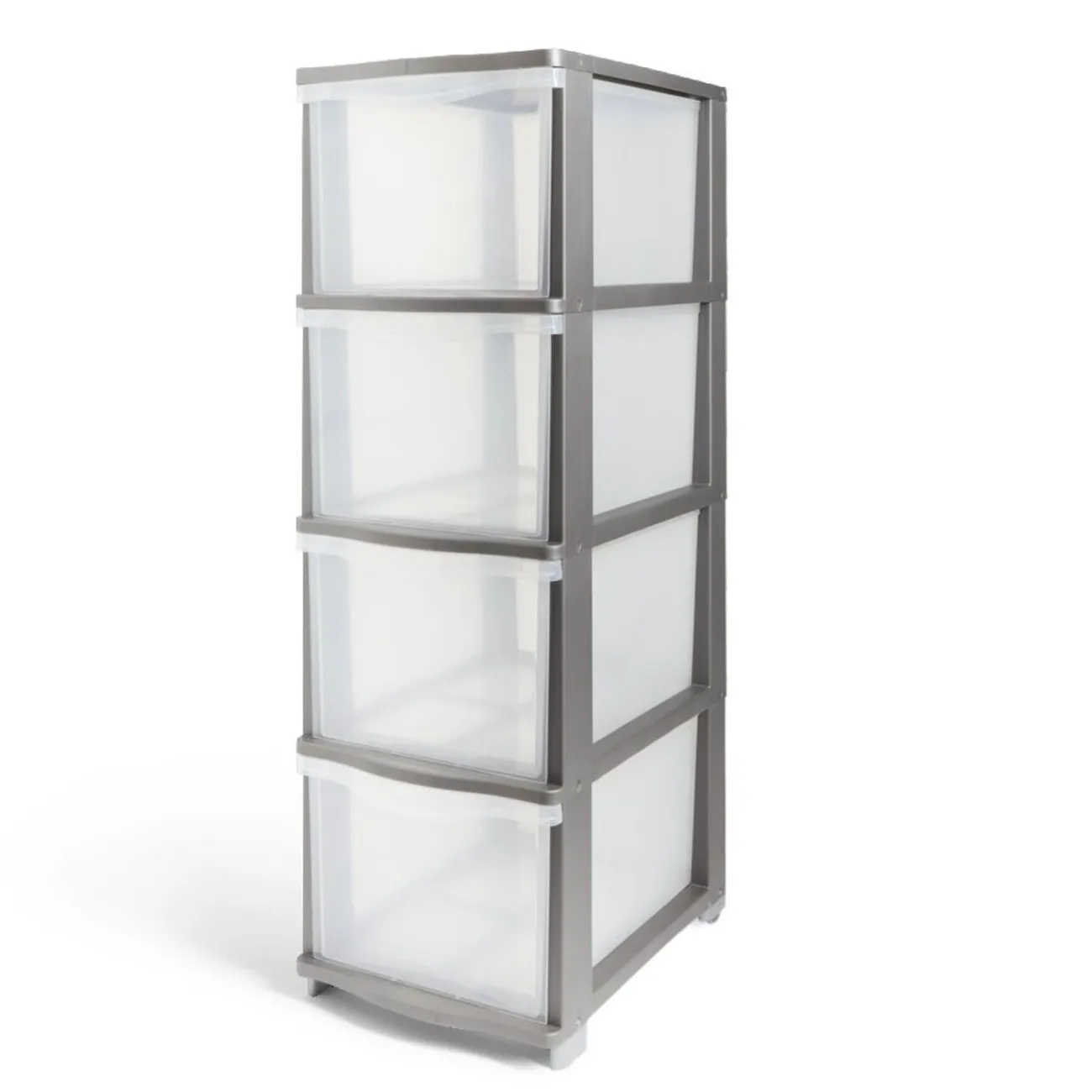 Gifi Rangement|Tour de rangement 4 tiroirs plastique gris 37x27xH82,7cm