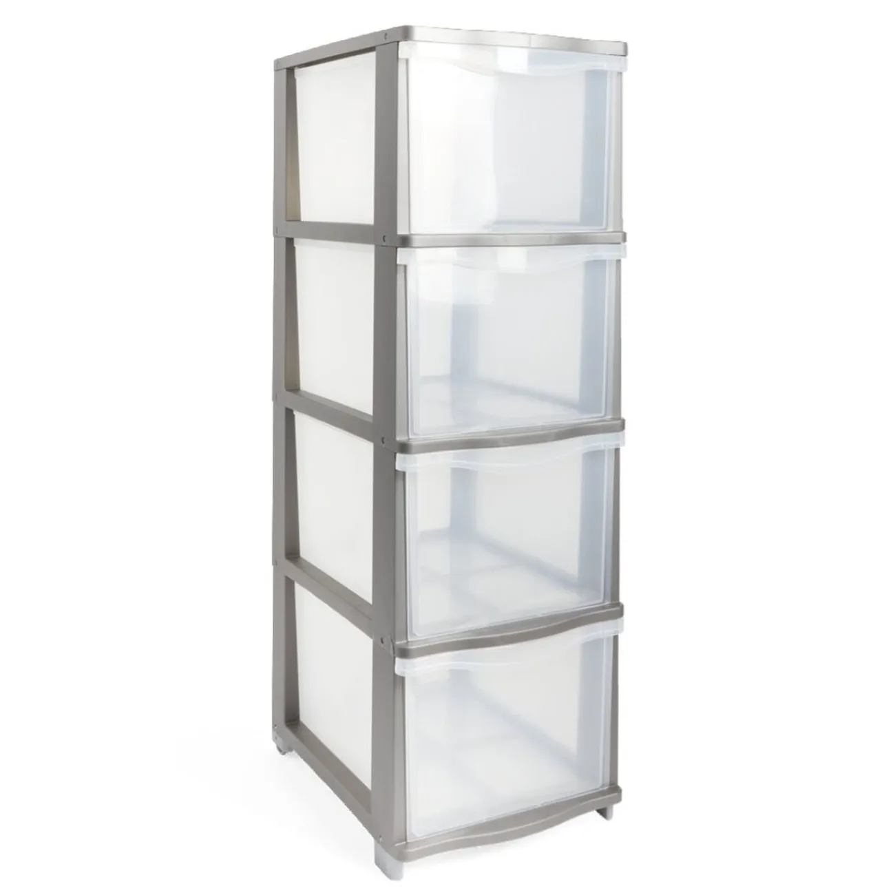 Gifi Rangement|Tour de rangement 4 tiroirs plastique gris 37x27xH82,7cm