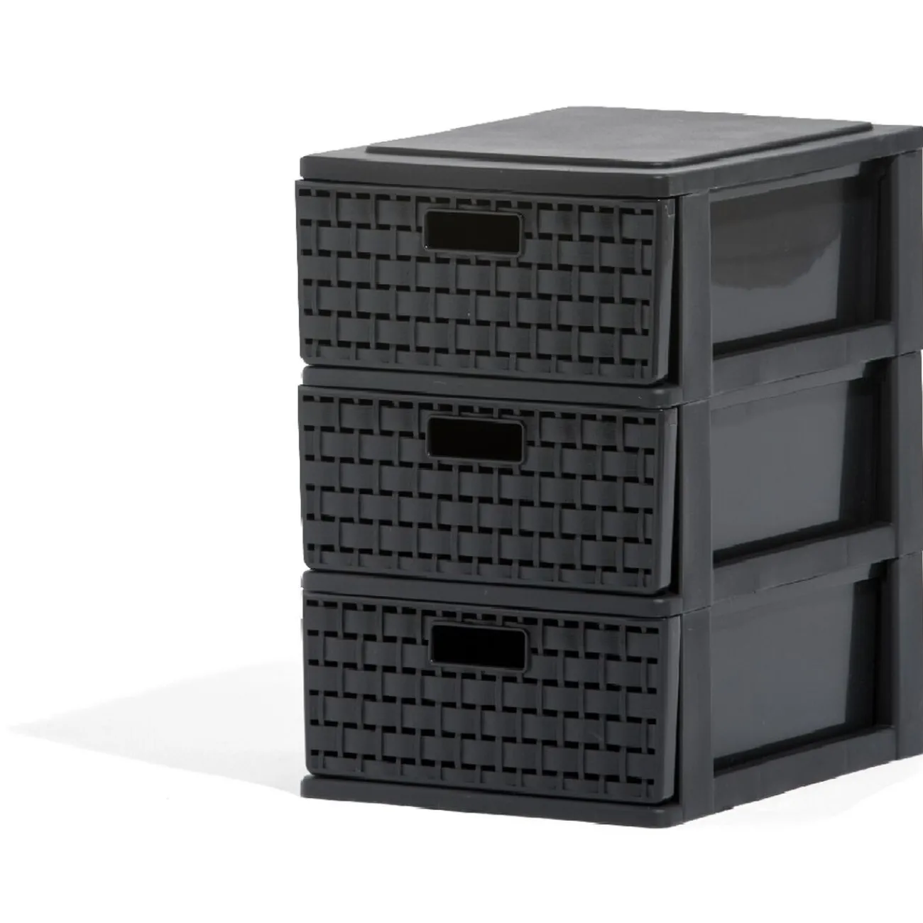 Gifi Rangement|Tour de rangement A5 3 tiroirs à poignée design rotin noir