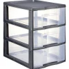 Gifi Rangement|Tour de rangement A5 3 tiroirs noir et transparent 6 L