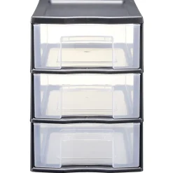 Gifi Rangement|Tour de rangement A5 3 tiroirs noir et transparent 6 L