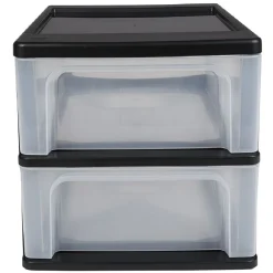 Gifi Rangement|Tour de rangement A4 2 tiroirs noir et transparent 14 L