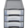 Gifi Rangement|Tour de rangement A4 3 tiroirs grise et transparente 12L