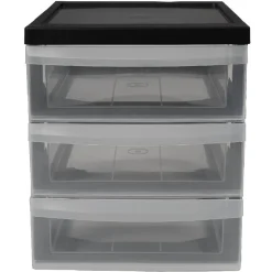 Gifi Rangement|Tour de rangement A5 noire 3 tiroirs transparent 6 L