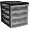 Gifi Rangement|Tour de rangement A5 noire 4 tiroirs transparent