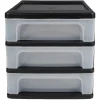 Gifi Rangement|Tour de rangement A4 noire 3 tiroirs transparent 12 L