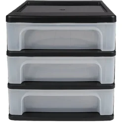 Gifi Rangement|Tour de rangement A4 noire 3 tiroirs transparent 12 L