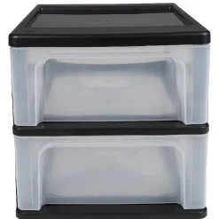 Gifi Rangement|Tour de rangement A4 noire 2 tiroirs transparent 14 L