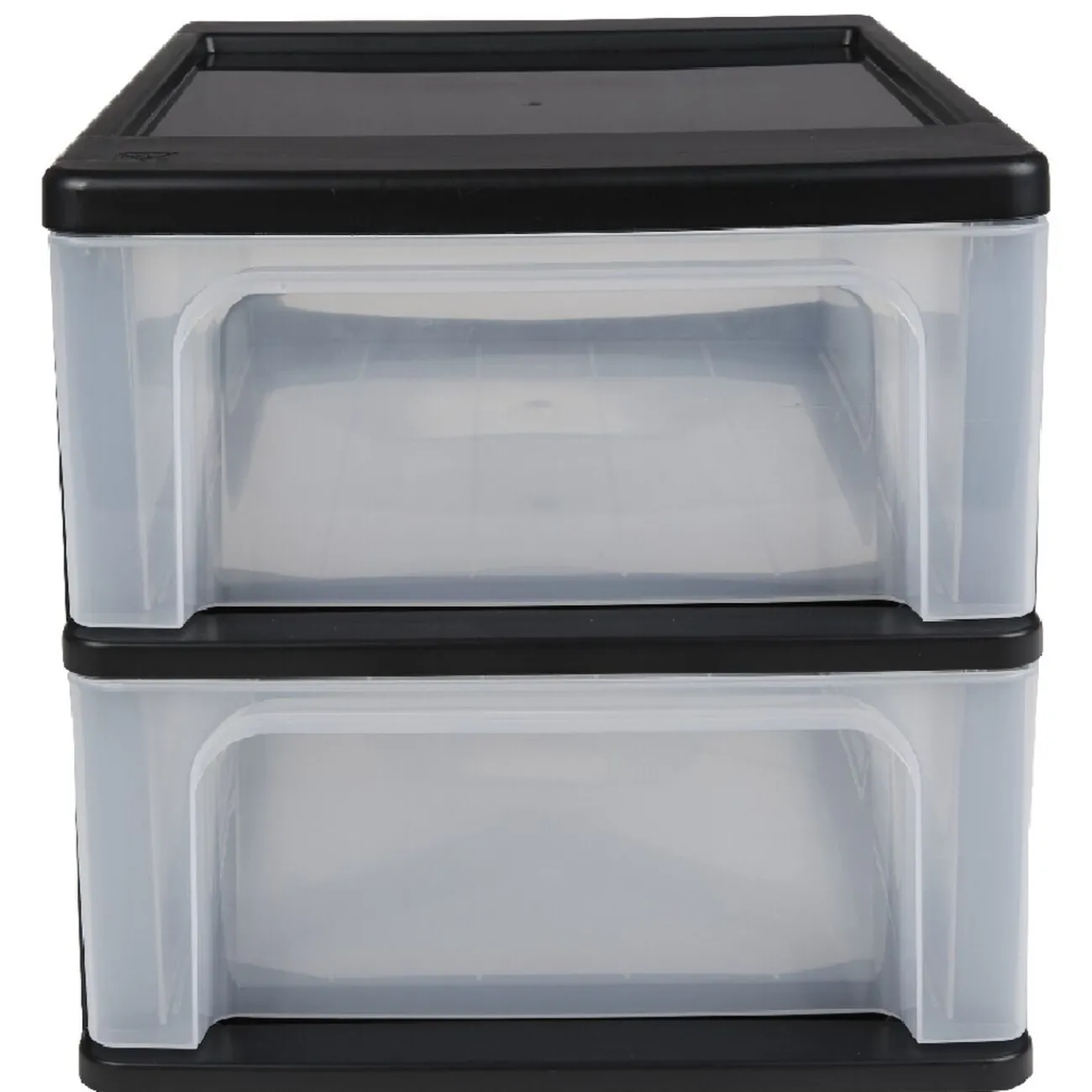 Gifi Rangement|Tour de rangement A4 noire 2 tiroirs transparent 14 L
