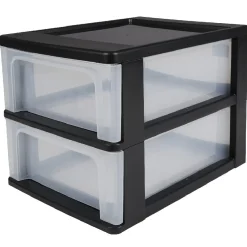 Gifi Rangement|Tour de rangement A4 noire 2 tiroirs transparent 14 L
