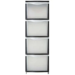 Gifi Rangement|Tour de rangement transparente et noire 4 tiroirs 13,5L