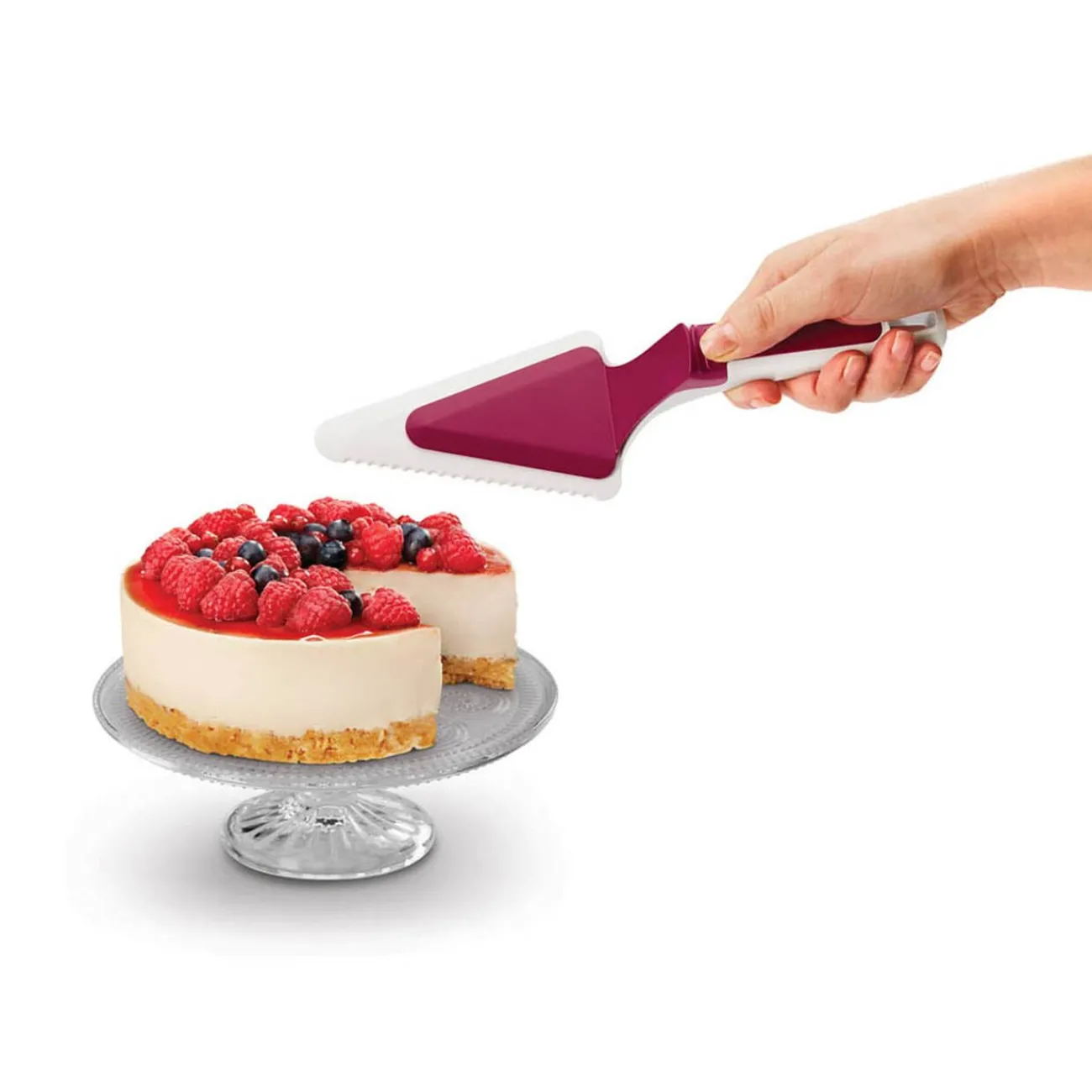 Gifi Tranche pelle à tarte Metaltex avec poussoir blanc et rouge