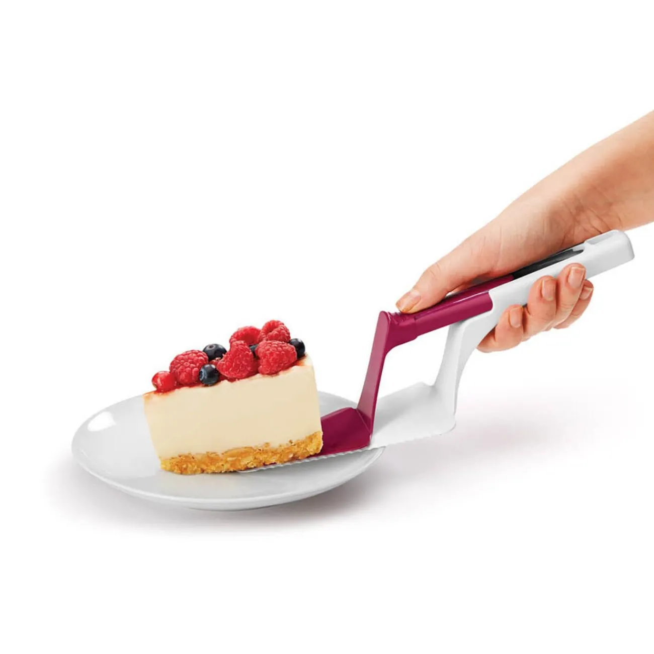 Gifi Tranche pelle à tarte Metaltex avec poussoir blanc et rouge