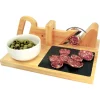Gifi Trancheuse à saucisson manuelle bambou plateau ardoise