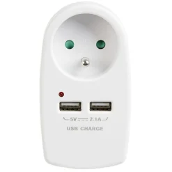 Gifi Accessoires Électriques^Triplite 1 prise 2 usb blanche