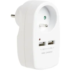 Gifi Accessoires Électriques^Triplite 1 prise 2 usb blanche