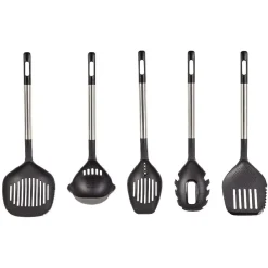 Gifi Ustensiles de cuisine x5 avec support noi et gris