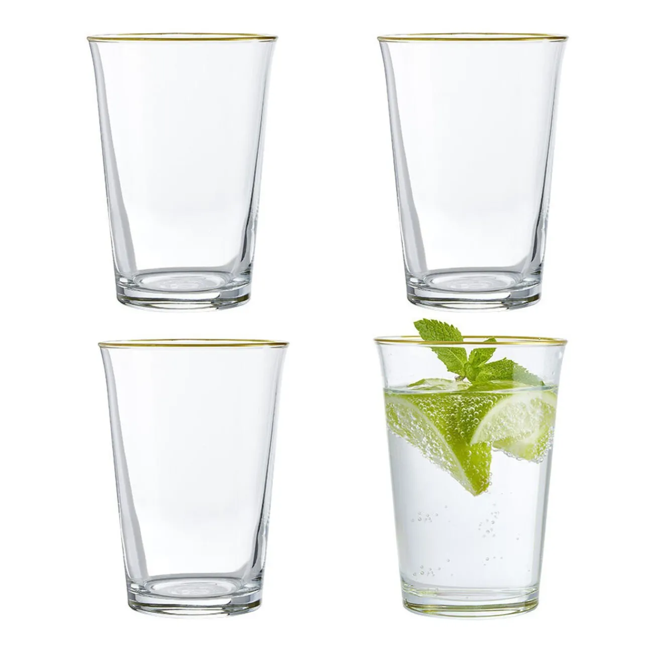 Gifi Verre à eau bord doré 29cl x4