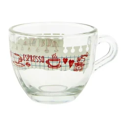 Gifi Verre à expresso 7,5 cl transparent motif bloc note petit déjeuner