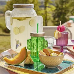 Gifi Verre à pied strié 300ml plastique Ø8xH12,5cm- 3 coloris