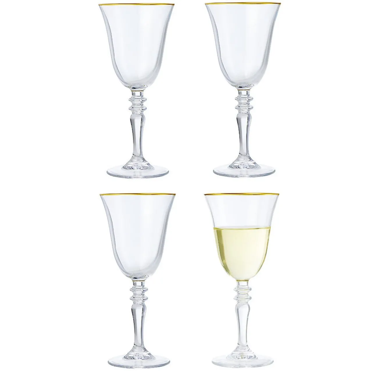 Gifi Verre à vin bord doré 27cl x4