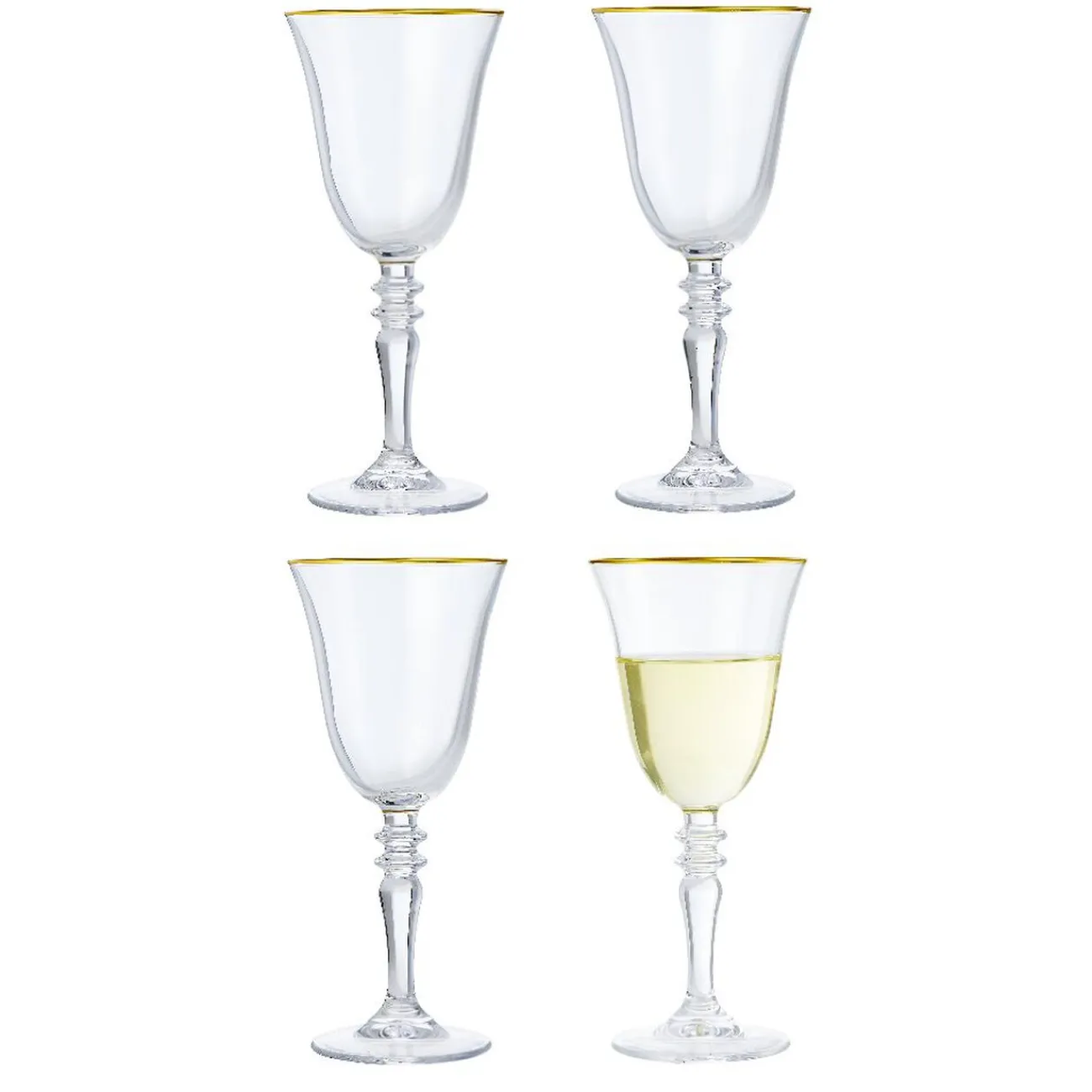 Gifi Verre à vin bord doré 27cl x4