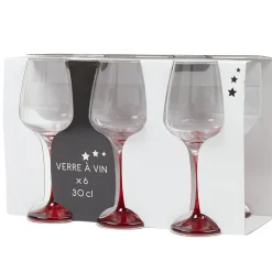Gifi Verre à vin pied rouge translucide x6