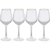 Gifi Verre à vin transparent avec liseré doré x4