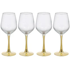 Gifi Verre à vin transparent pied doré x4