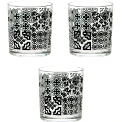 Gifi Verre bas motif carreaux de ciment x 3