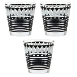 Gifi Verre bas motif graphique noir gris x 3