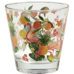 Gifi Verre bas style tropical motif fruits et flamant rose 25cl