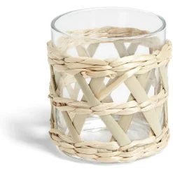 Gifi Verre bas transparent avec raphia Ø8xH9cm