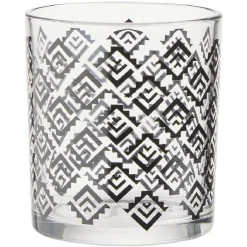 Gifi Verre bas transparent motif ethnique noir 25cl x2