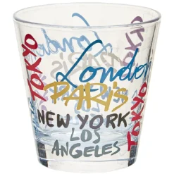 Gifi Verre gobelet transparent déco cities multicolore x 3