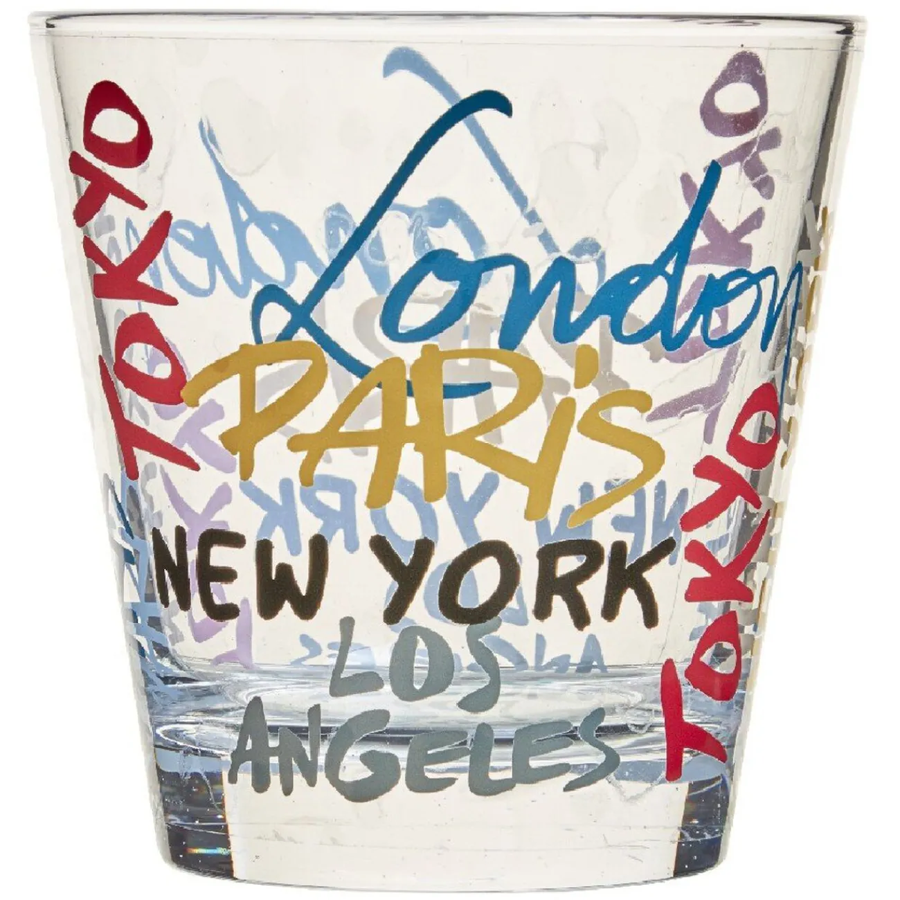 Gifi Verre gobelet transparent déco cities multicolore x 3