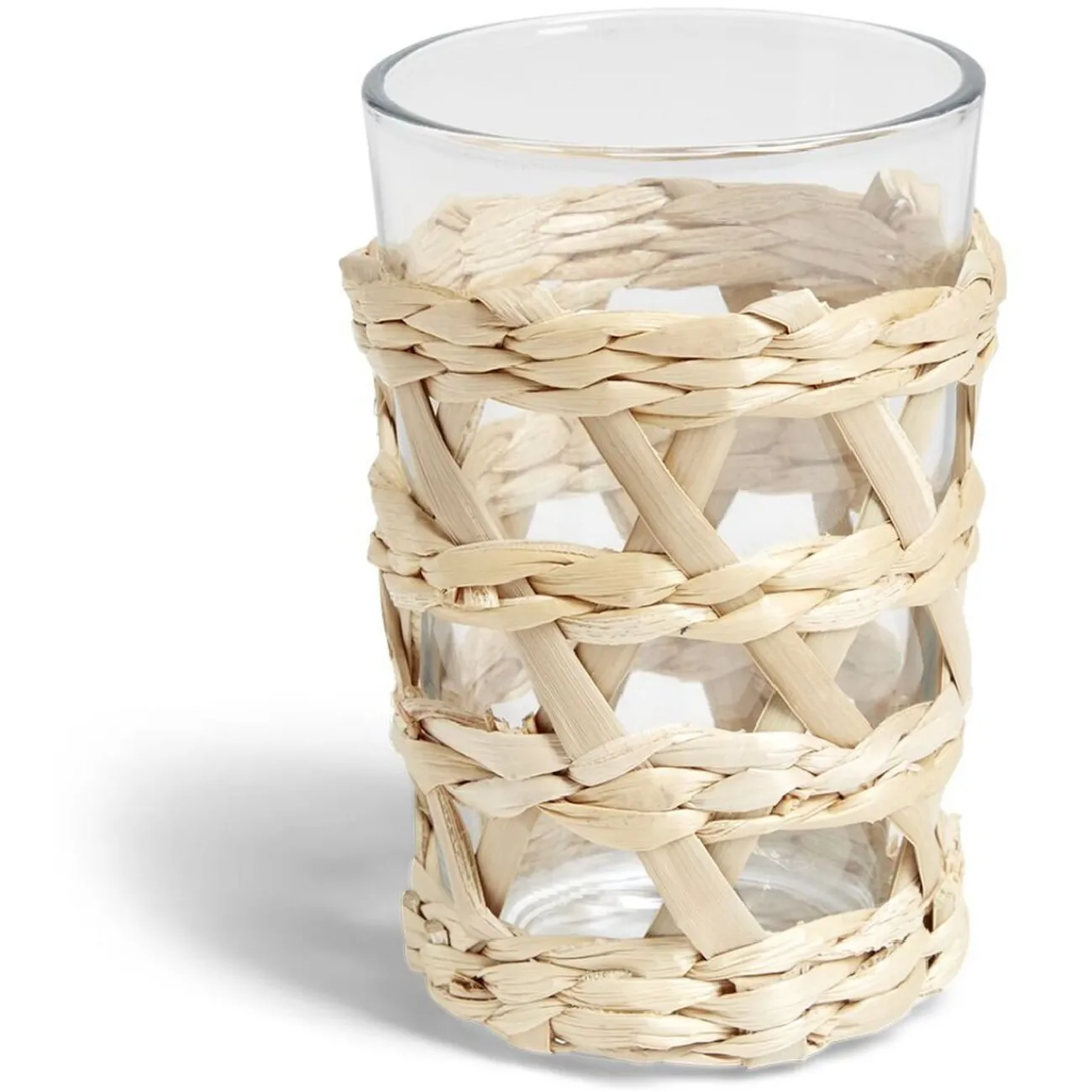 Gifi Verre haut transparent avec raphia Ø8xH12,5cm