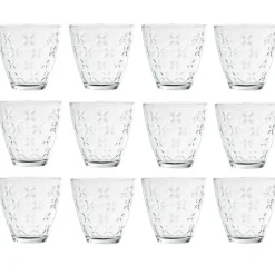 Gifi Verre transparent motif relief fleur x12