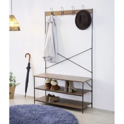 Gifi Rangement|Vestiaire d'entrée range chaussures et porte manteaux métal et bois