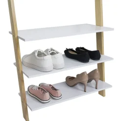 Gifi Rangement|Vestiaire en bois à fixer au mur 3 étagères naturel et blanc