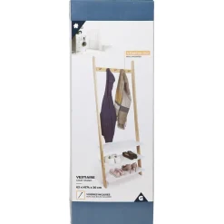 Gifi Rangement|Vestiaire en bois à fixer au mur 3 étagères naturel et blanc