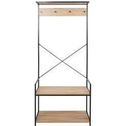 Gifi Rangement|Vestiaire métal et bois 4 crochets 2 niveaux 1 étagère