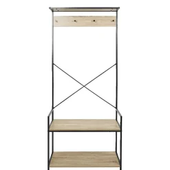 Gifi Rangement|Vestiaire métal et bois 4 crochets 2 niveaux 1 étagère