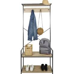Gifi Rangement|Vestiaire métal et bois 4 crochets 2 niveaux 1 étagère