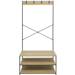 Gifi Rangement|Vestiaire métal et bois 3 étagères 4 crochets L80x40xH170cm