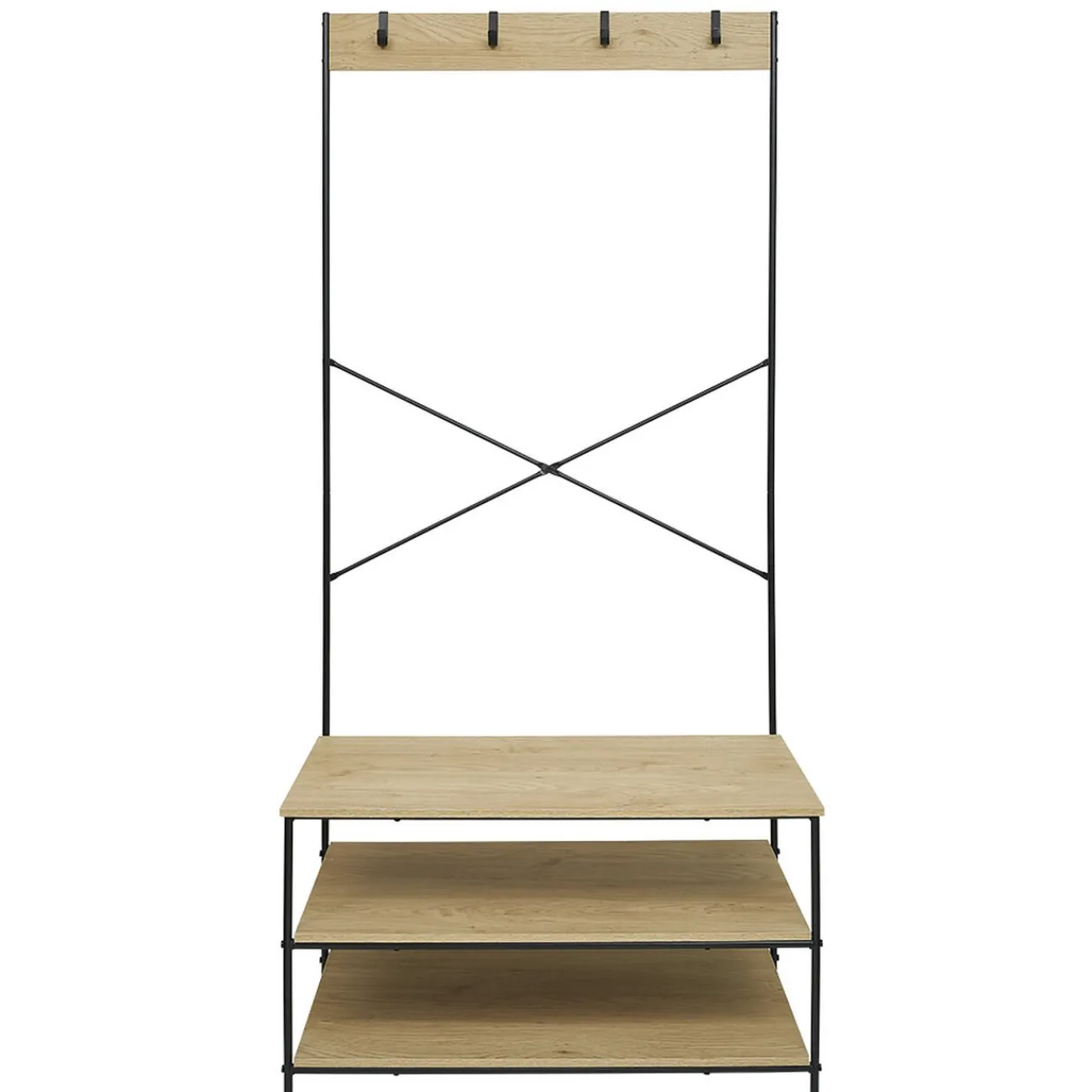 Gifi Rangement|Vestiaire métal et bois 3 étagères 4 crochets L80x40xH170cm
